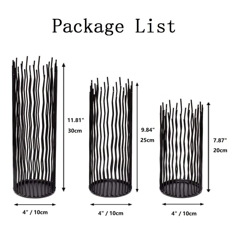Lovecat Metal Wire Willow Pillar Candle Holder Set of 3, Creative Wire Cage Candleholder Set for Fireplace Mantel Decoration, 8/10/12 inch Black Tealight Lanterns for Table Centerpiece - Image 4